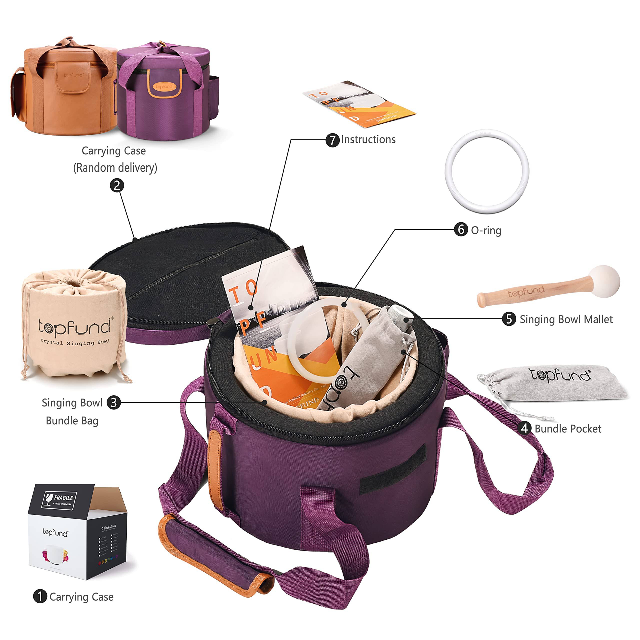 TOPFUND 440Hz Indigo A Note Crystal Singing Bowl Third Eye Chakra 10 inch - TOPFUND Crystal Singing Bowl