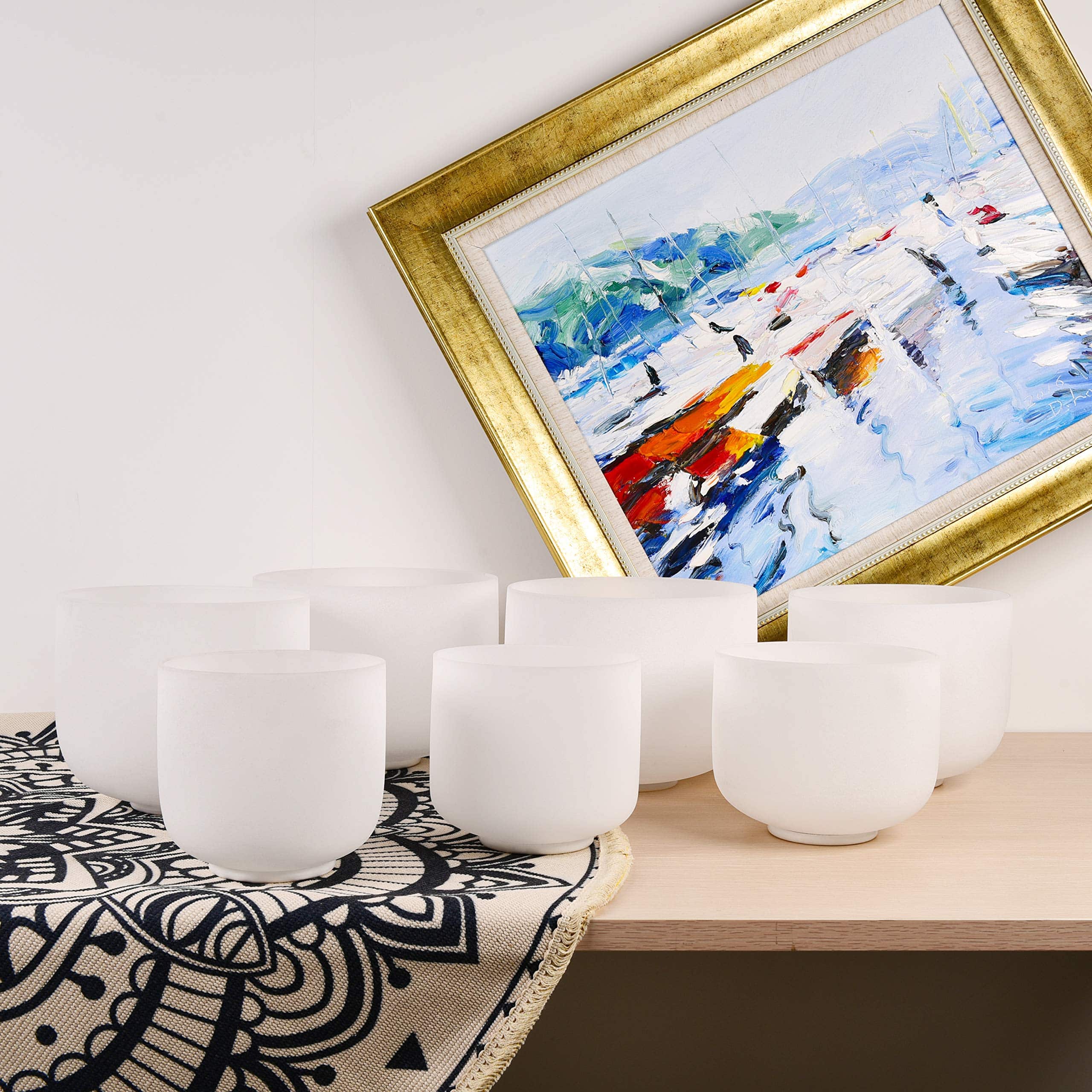 TOPFUND 7-10 inch Chakra Tuned Set of 7 Crystal Singing Bowls with Heavy Duty Carrying Cases - TOPFUND Crystal Singing Bowl