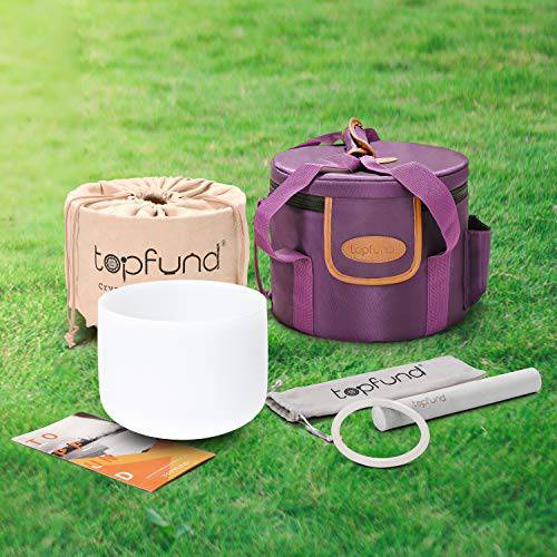 TOPFUND 8 inch Crystal Singing Bowl E Note - TOPFUND Crystal Singing Bowl