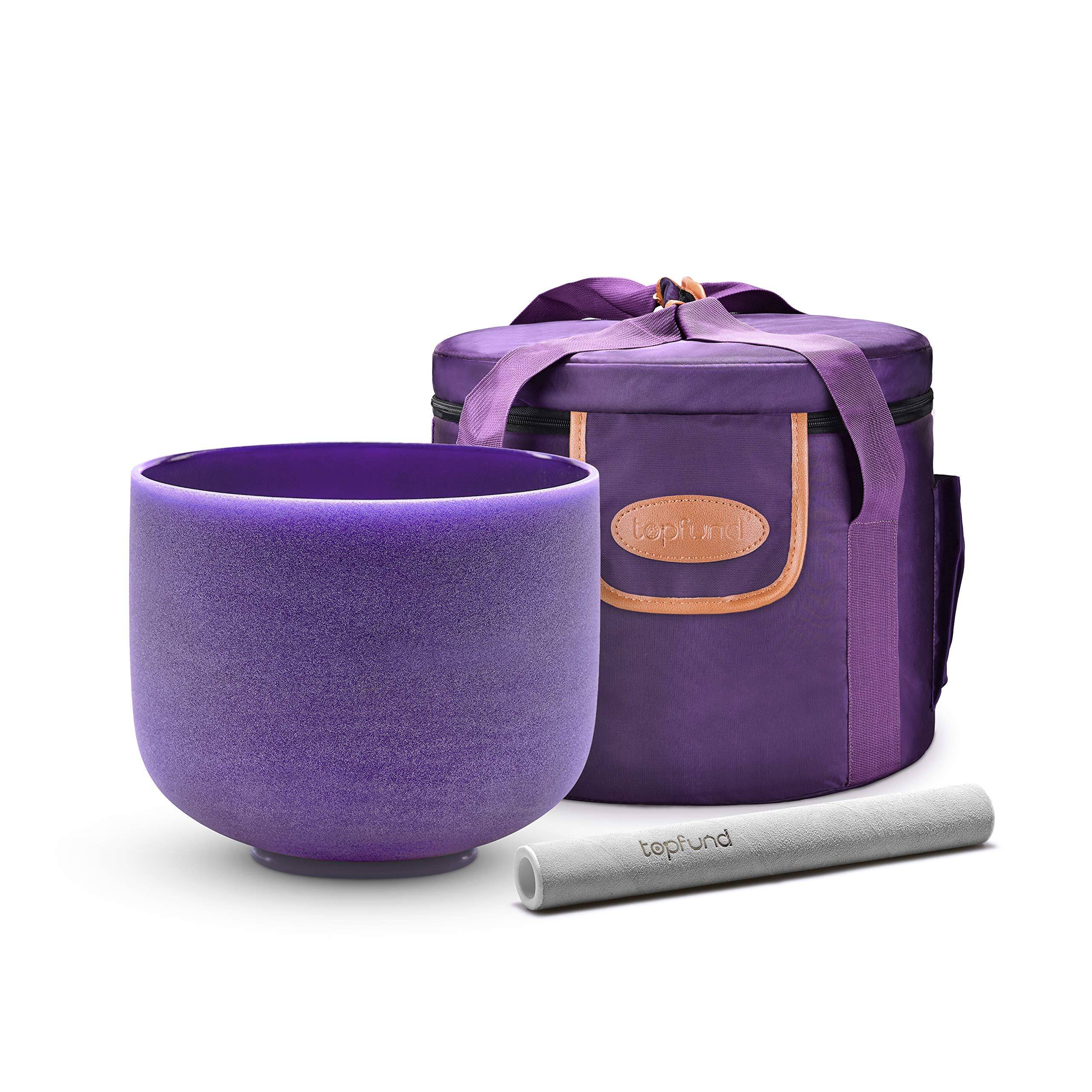 TOPFUND 8 inch Purple Perfect Pitch B note Crown Chakra Crystal Singing Bowl - TOPFUND Crystal Singing Bowl