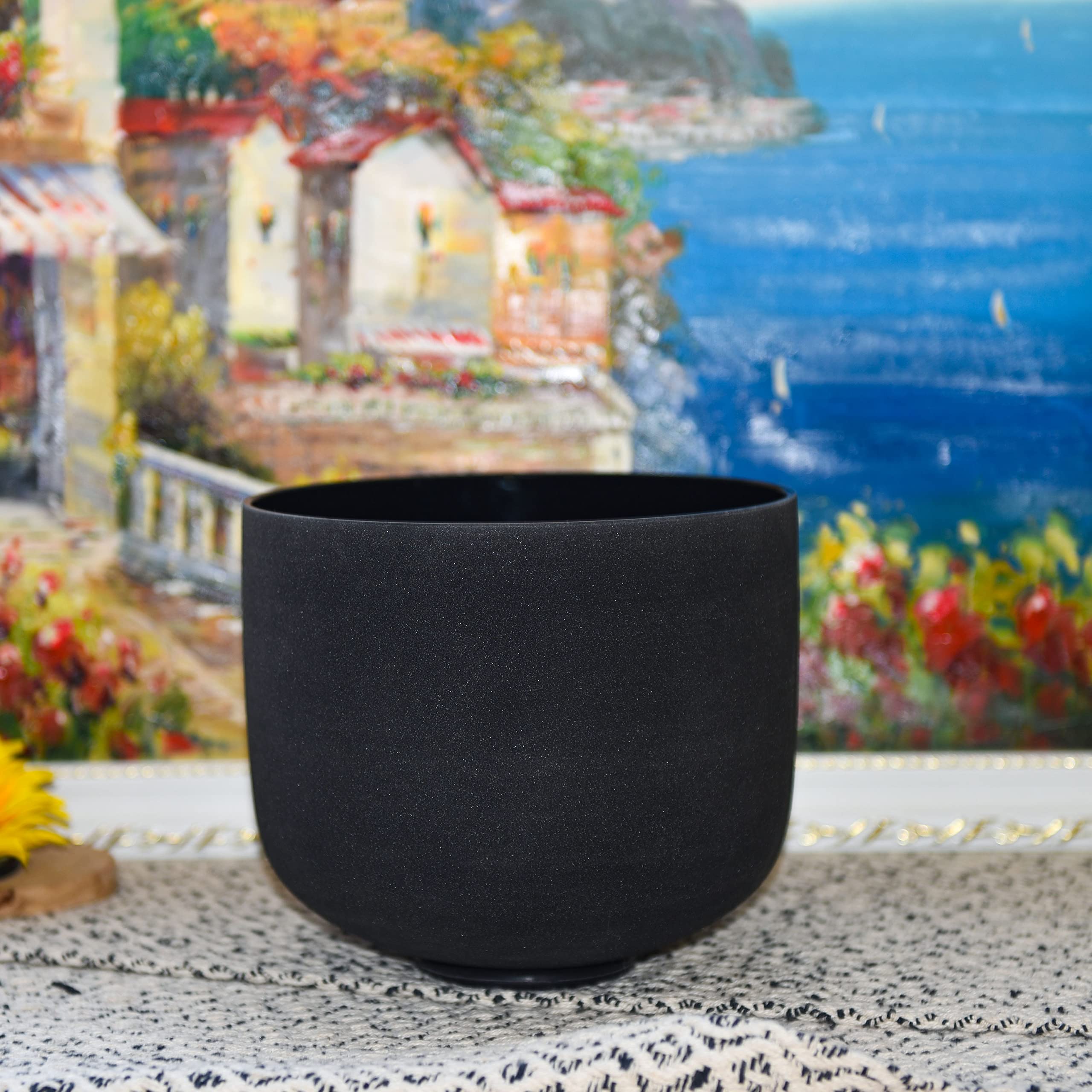 TOPFUND Black A Note Crystal Singing Bowl Third Eye Chakra 12 inch - TOPFUND Crystal Singing Bowl