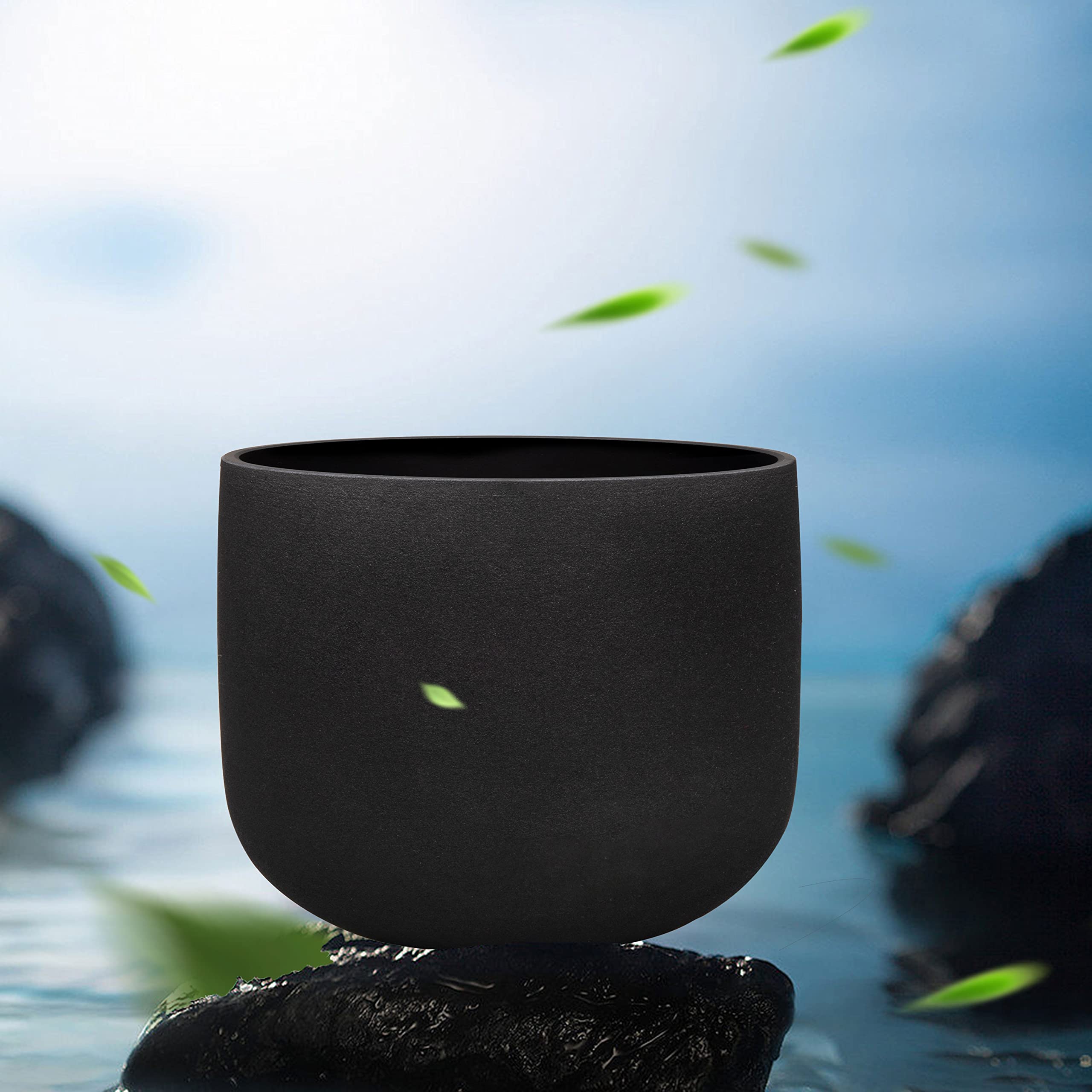 TOPFUND Black F# Note Crystal Singing Bowl Thymus Chakra 10 inch - TOPFUND Crystal Singing Bowl