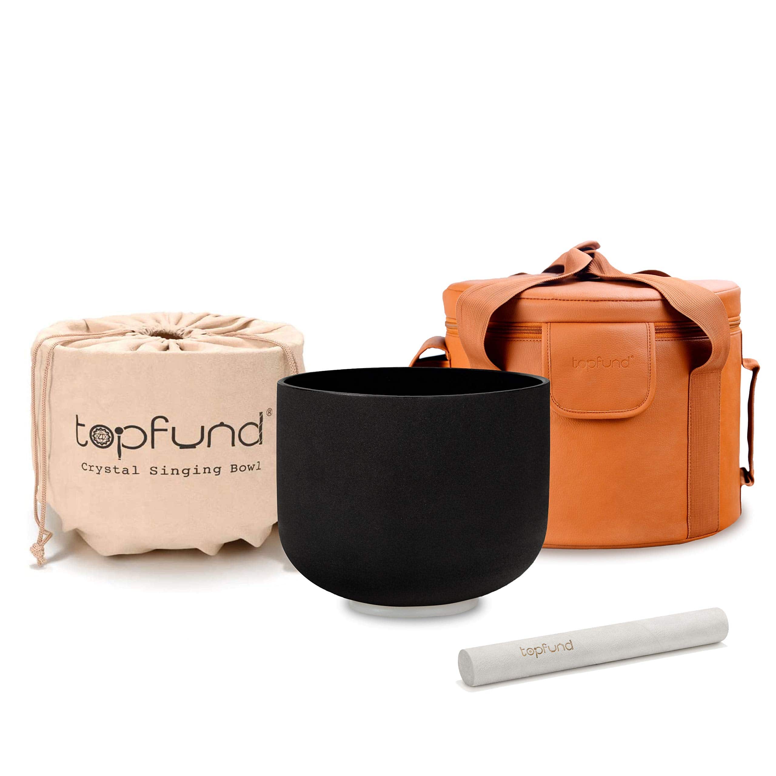 TOPFUND Black Perfect Pitch F Note Crystal Singing Bowl Heart Chakra 8 inch - TOPFUND Crystal Singing Bowl