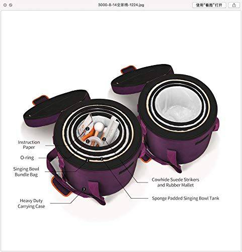 TOPFUND Chakra Set of 7 Black Crystal Singing Bowls with Heavy Duty Carrying Cases 7-12 inch Singing Bowl Rubber Mallet and Suede Strikers - TOPFUND Crystal Singing Bowl