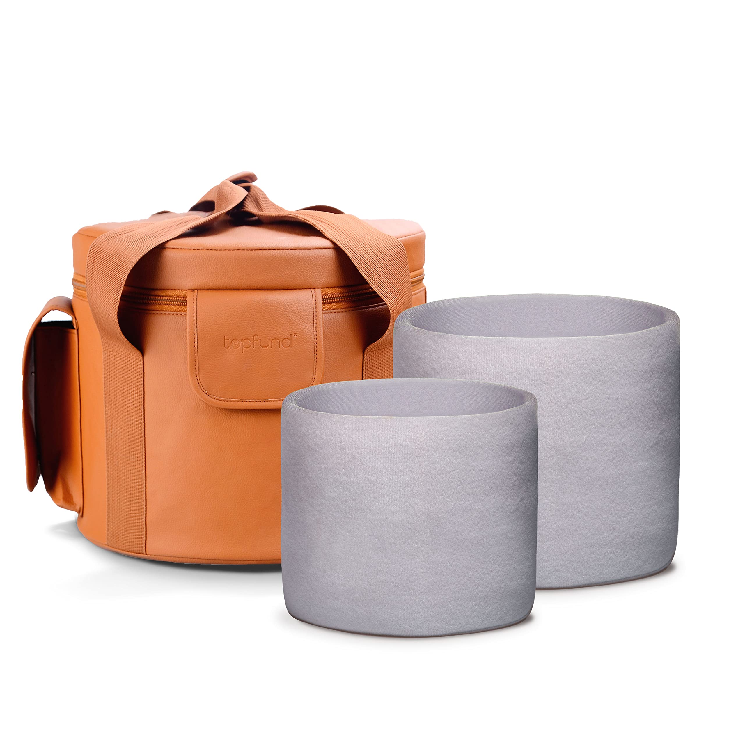 TOPFUND Artificial Leather Heavy Duty Sponge Padded Crystal Singing Bowl Carrying Case - TOPFUND Crystal Singing Bowl